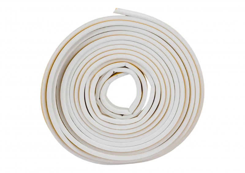 Уплотнитель бытовой резиновый WALLS Р-профиль самоклеющийся белый 10м