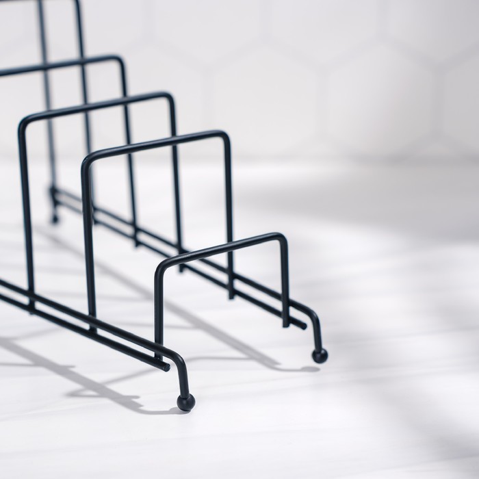 Подставка для крышек Доляна 28,5х12,5х16см черная на 5 предметов