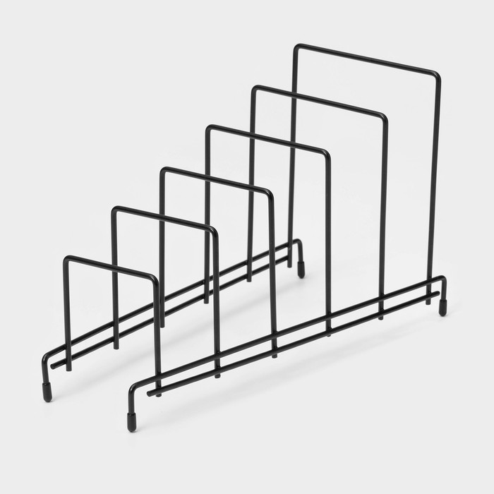 Подставка для крышек Доляна 28,5х12,5х16см черная на 5 предметов