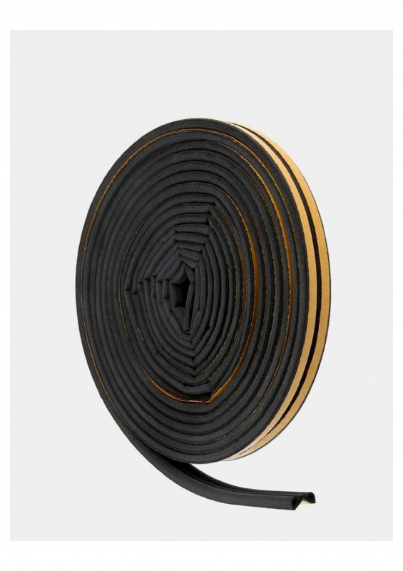 Уплотнитель для окон и дверей LLS D-профиль резновый на клейкой основе черный