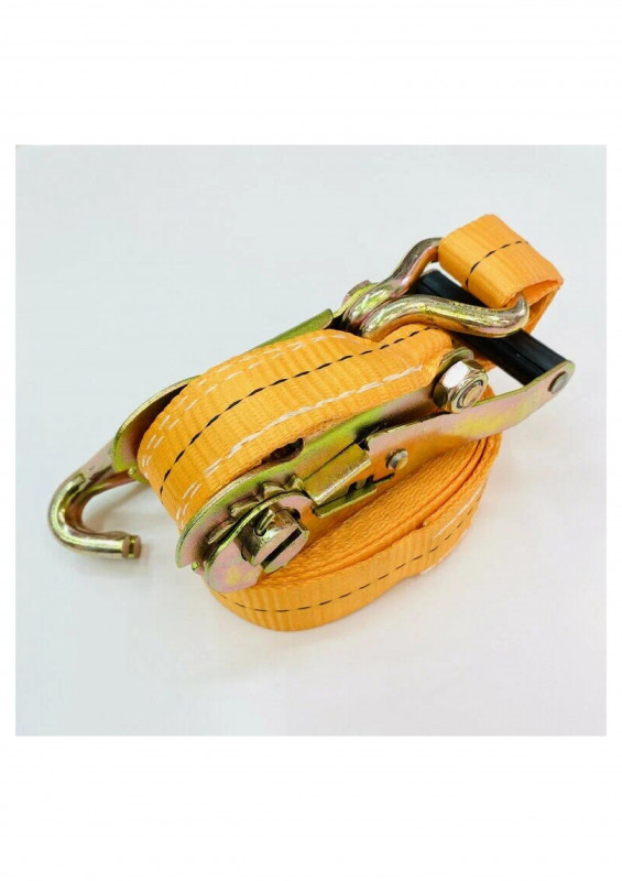 Ремень стяжной 3м 1,2т 25мм оранжевый с крюками