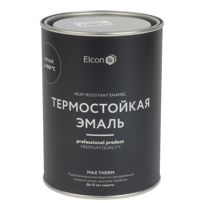 Эмаль термостойкая до 1000С 0,8кг черная Elcon